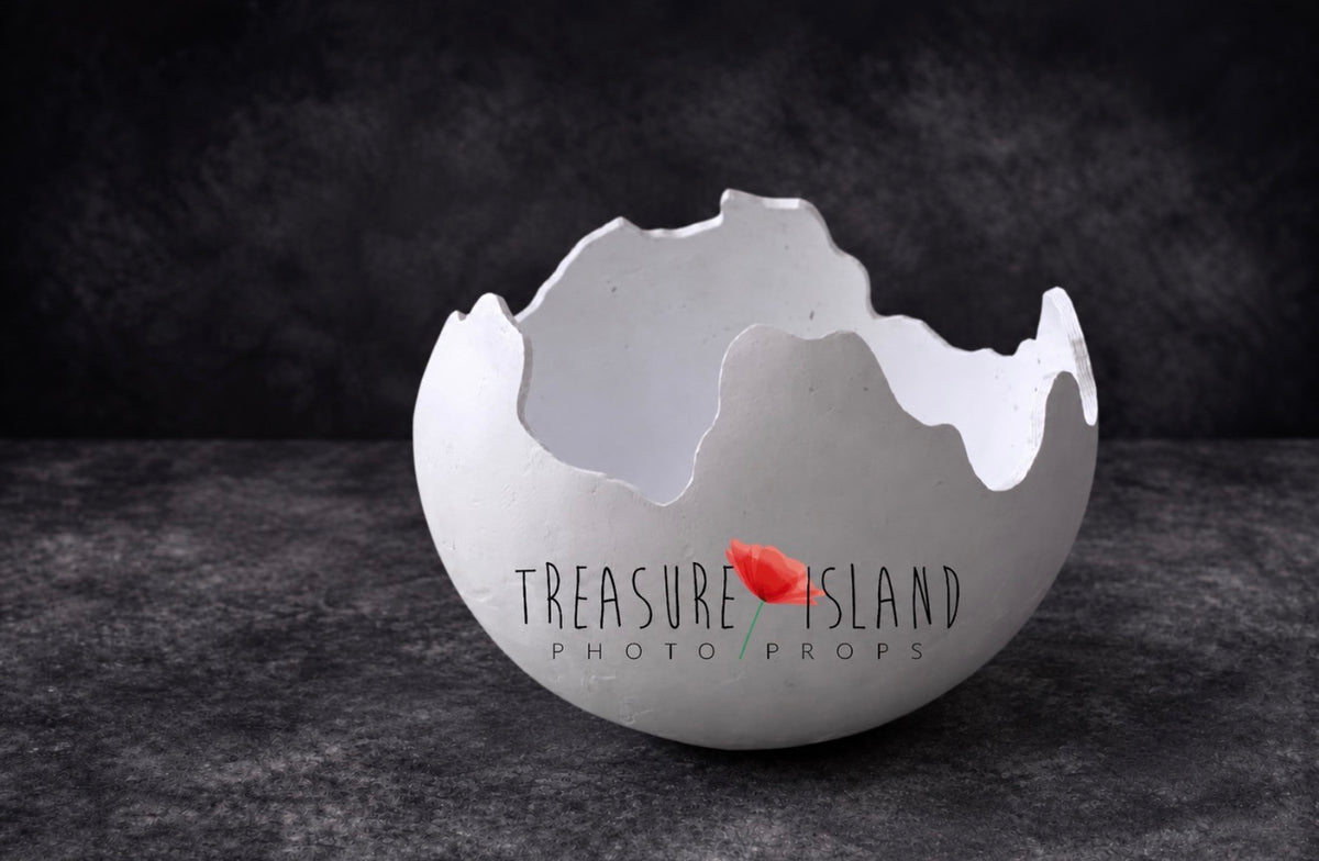 Handmade reinforced plaster DINO egg shell with unique sculptural broken-edge design