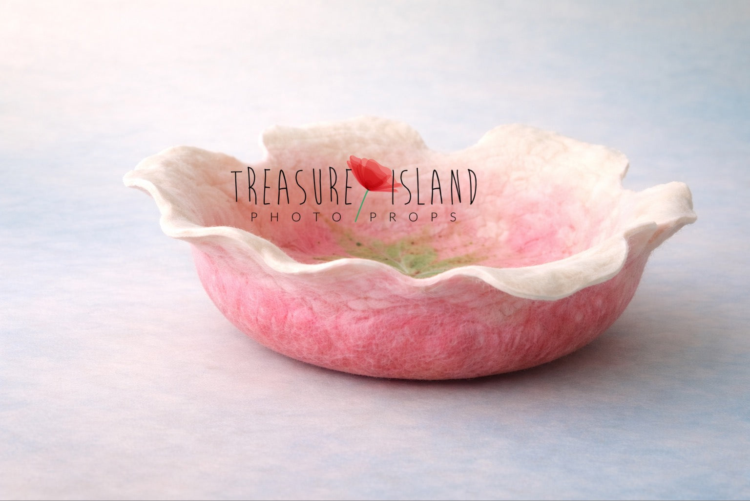 Rosaline Blushing Petal pink and cream hand-felted floral bowl for newborn and sitter photography