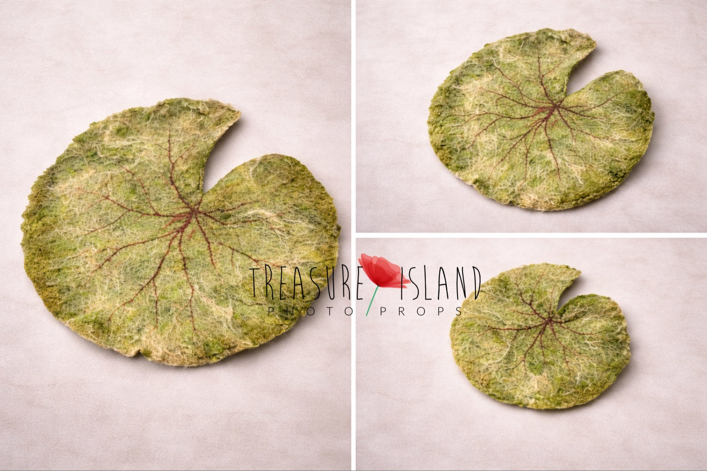 Felted water lily leaf size options for newborn and sitter photography in 30 cm, 50 cm and 70 cm