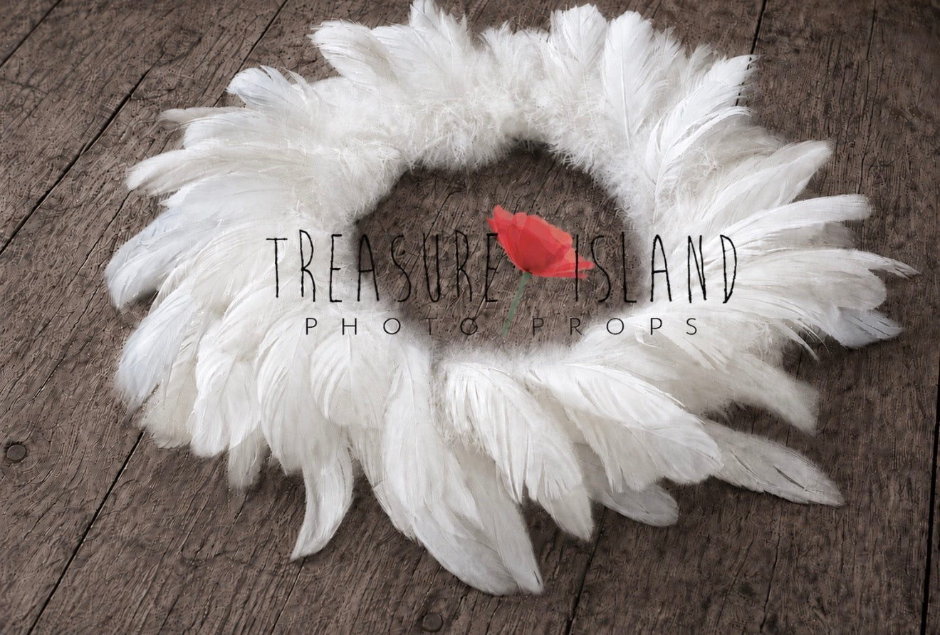 White Feather Nest with layered hand-dyed feathers for newborn photography