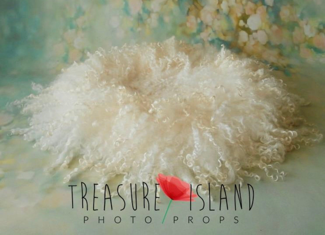 Curly wool newborn photography blanket available to coordinate with the floral dream catcher