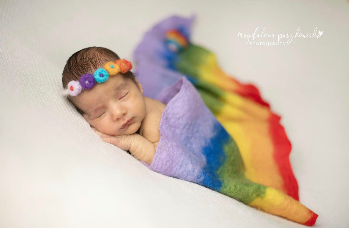Felted Rainbow Tieback - Handmade Newborn Photography Prop