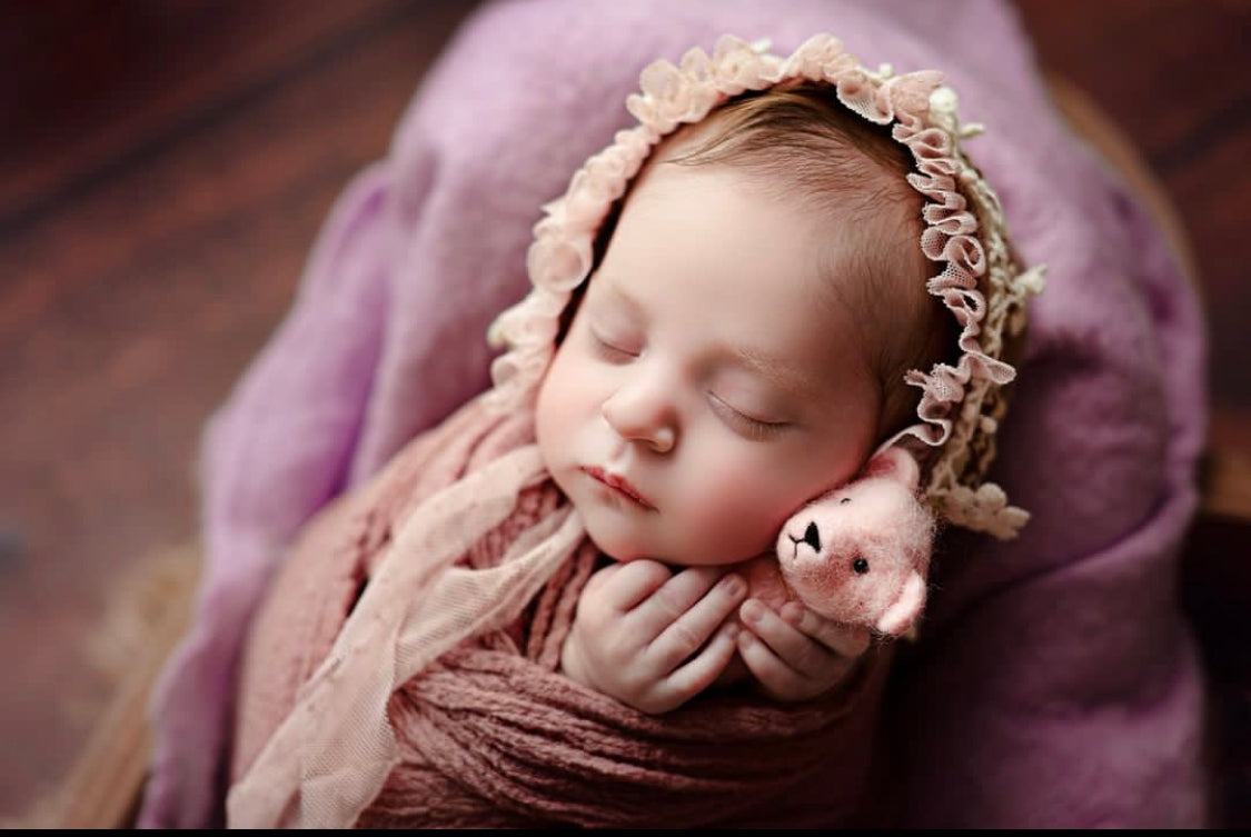 Felted wool wrap styled inside newborn posing setup