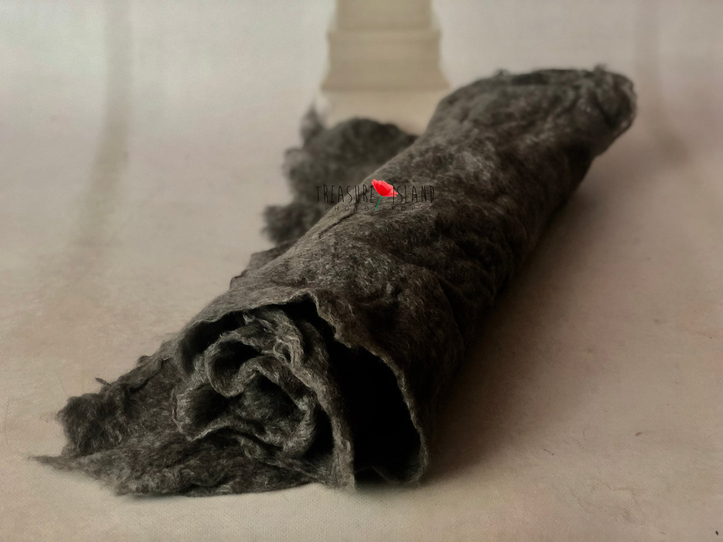 Graphite thin handmade felted wool photography wrap