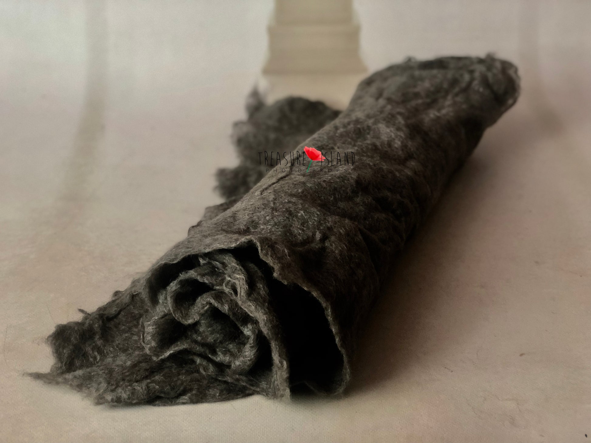 Graphite thin handmade felted wool photography wrap