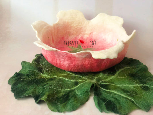 FELTED FLOWER BOWL baby white/pink
