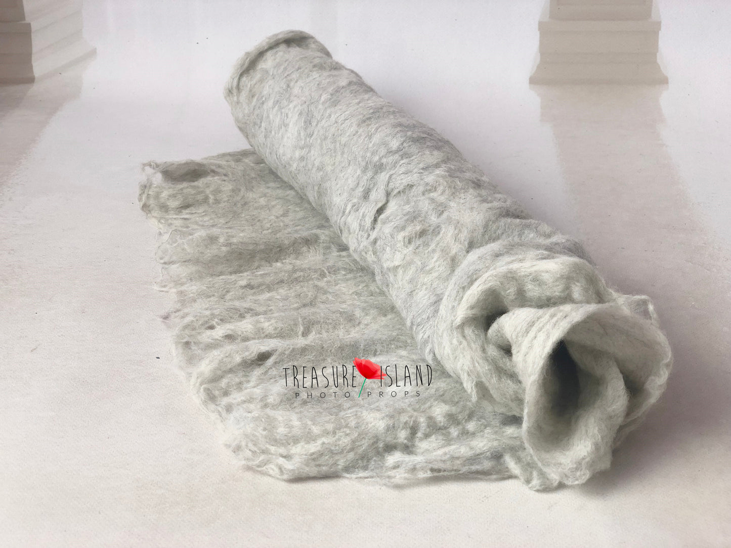 Grey thin handmade felted wool photography wrap
