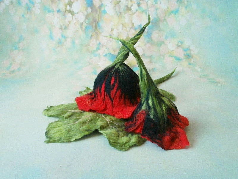 FELTED POPPY FLOWER BOWL✨Poppy hat ✨Poppy leaf