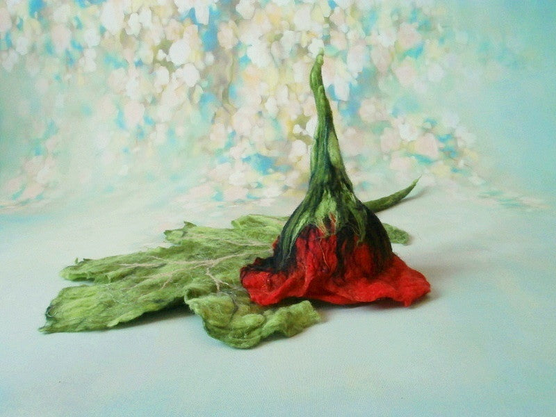 FELTED POPPY FLOWER BOWL✨Poppy hat ✨Poppy leaf