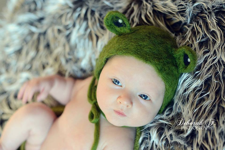 FROG HAT + FROG + LEAF SET felt animals felt animal NEEDLE animal NEEDLE animals