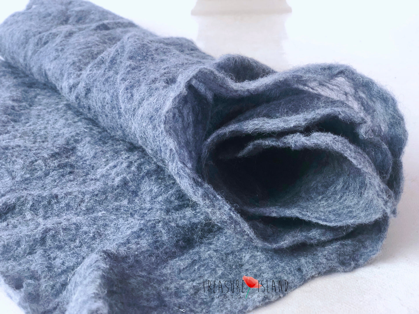 Denim extra long felted wool newborn photography wrap