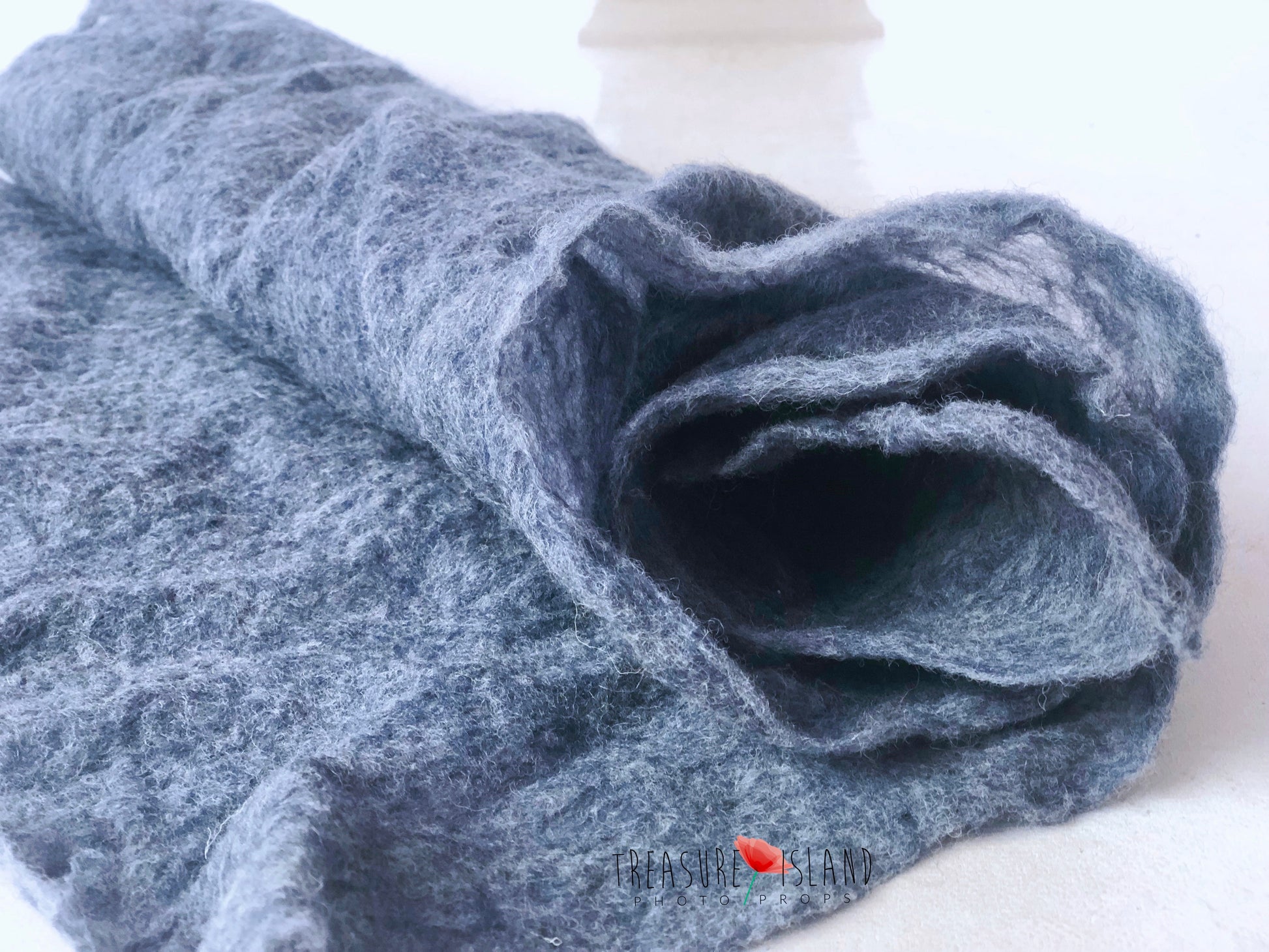 Denim extra long felted wool newborn photography wrap