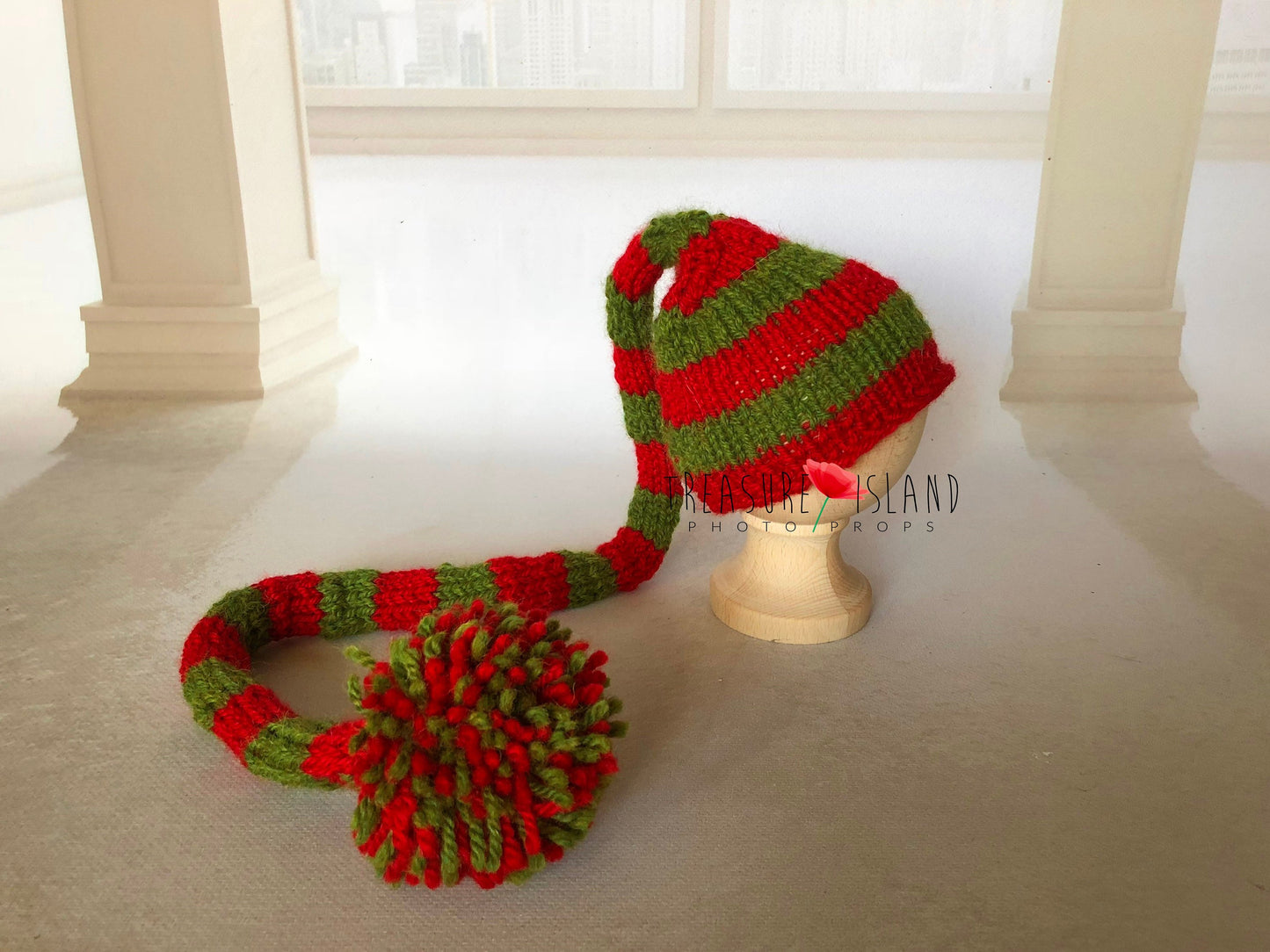 ELF - long PIXIE HAT - pom pom