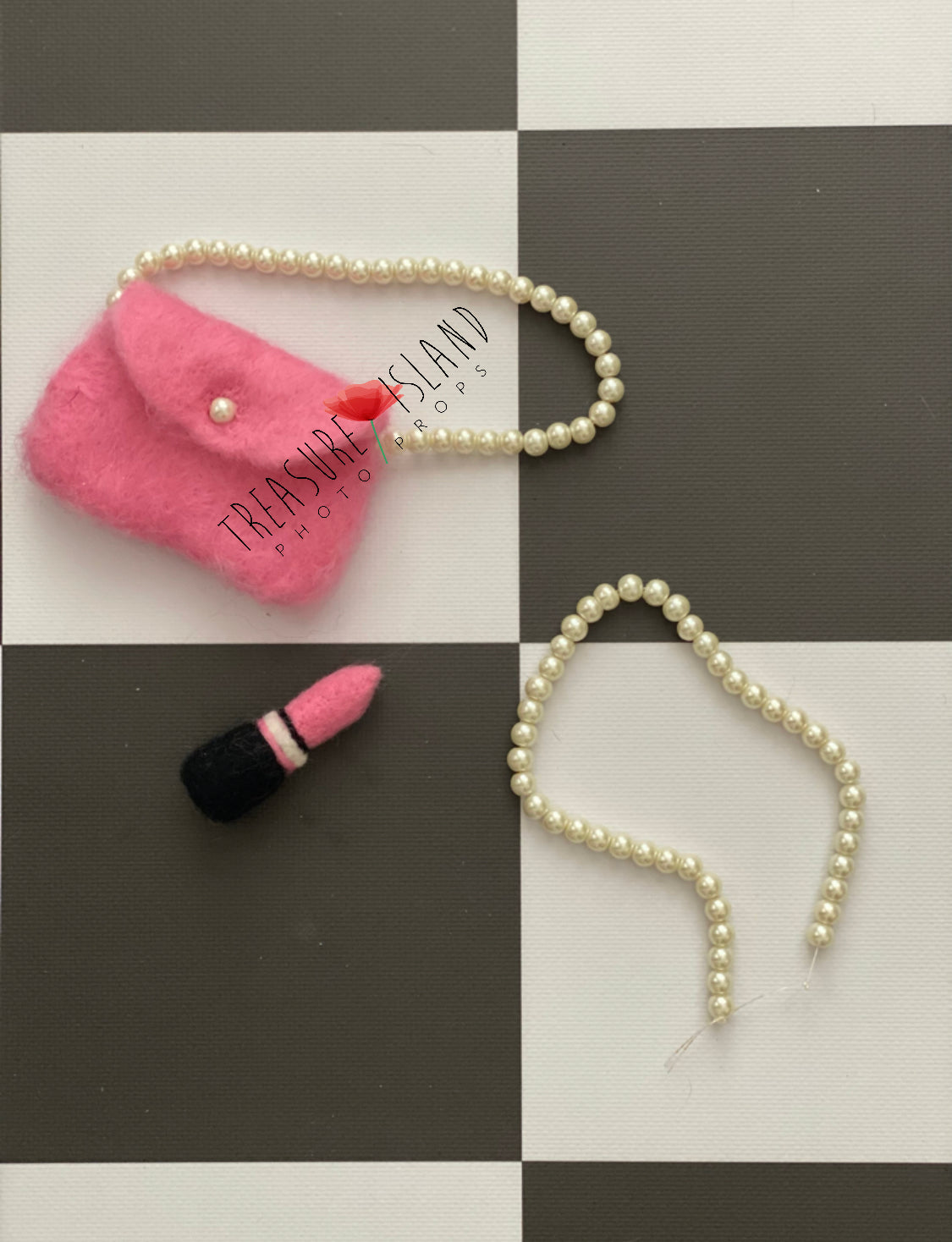 PRINCESS  SET - Needle Doll Accessories – Lipstick, Pearls, Candy & Lollipops - Handmade Baby Props