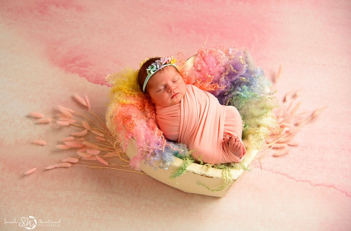 CURLY RAINBOW HEART - exclusive blanket with curls - Photo Props