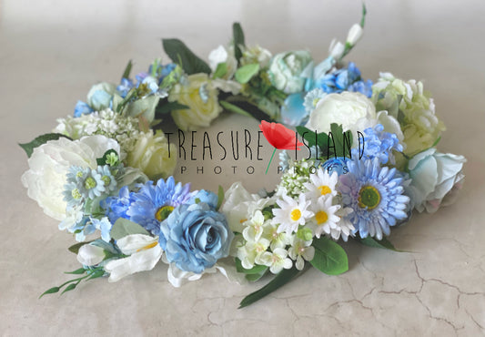 Floral Wreath white&blue