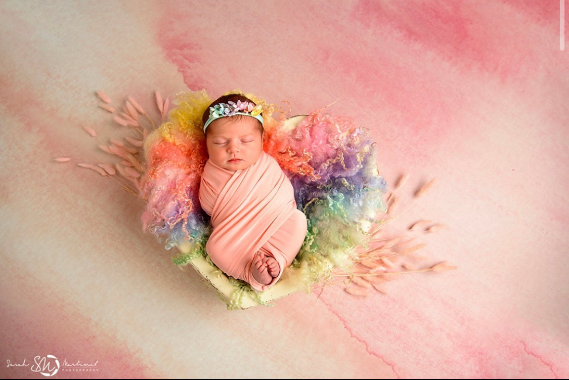 CURLY RAINBOW HEART - exclusive blanket with curls - Photo Props