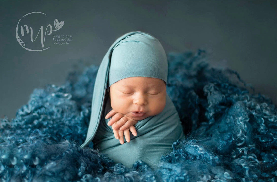 Felted Curly Blanket – Dirty Turquoise - Photo Props