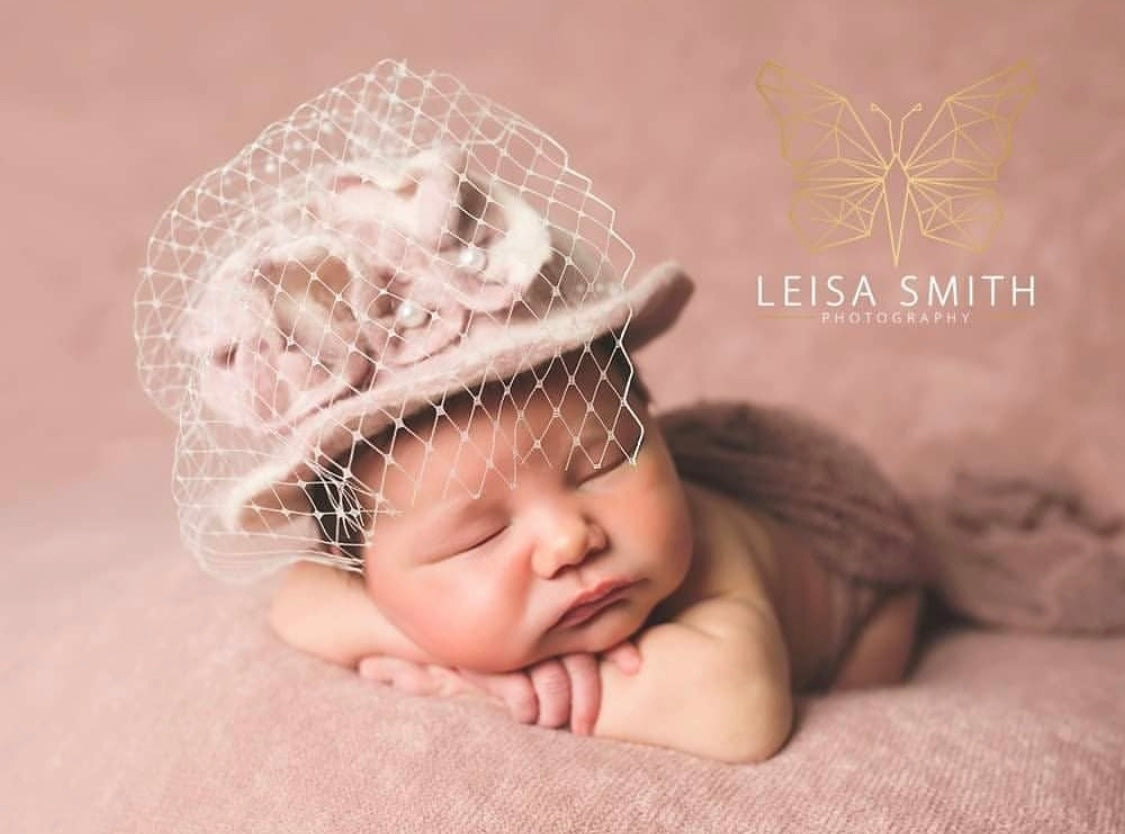 Luxury Felted Hat – Pastel Wool – Handmade for Newborn & Sitter Girls