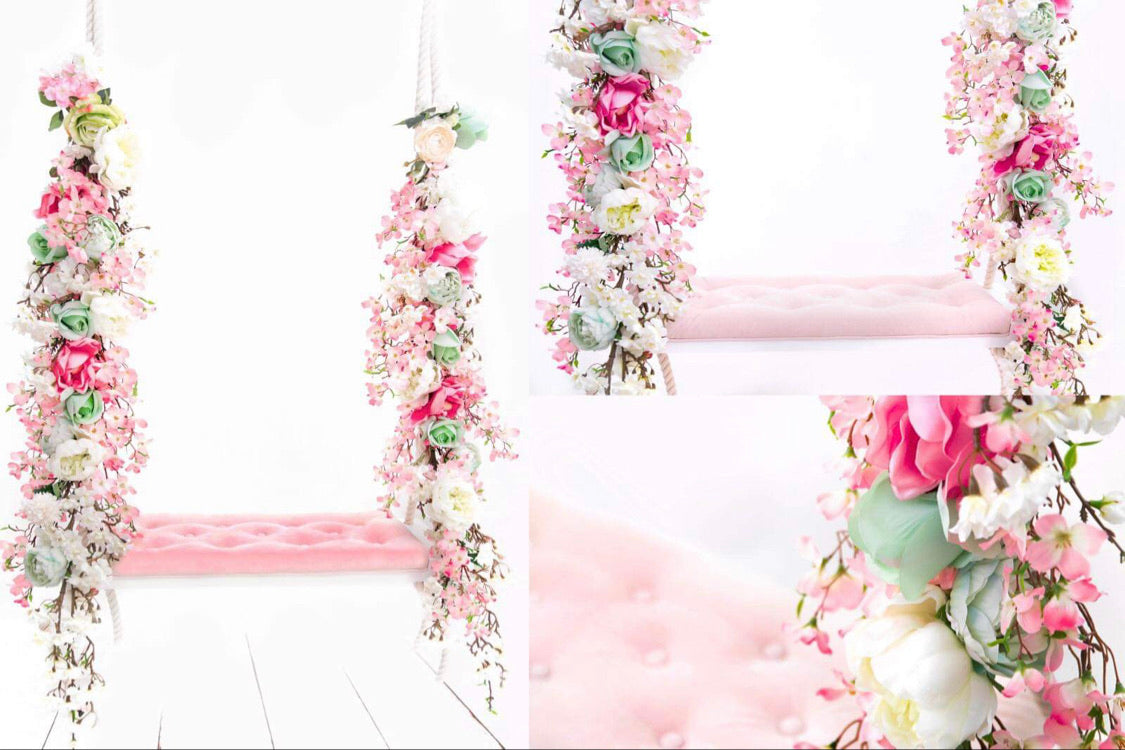 Pink Mint Floral Swing Garland – Photography Prop