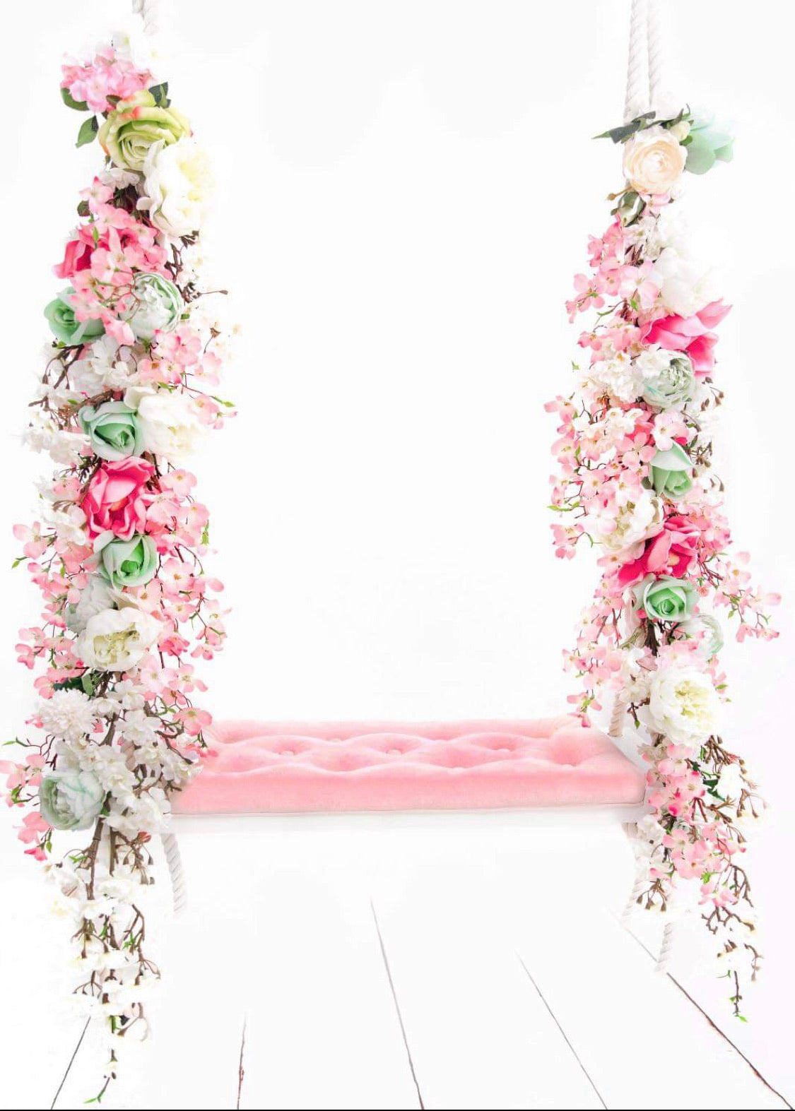 Pink Mint Floral Swing Garland – Photography Prop