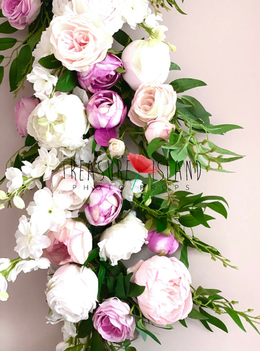 Blush Peony Floral Garland – 120 cm Newborn Photography Prop
