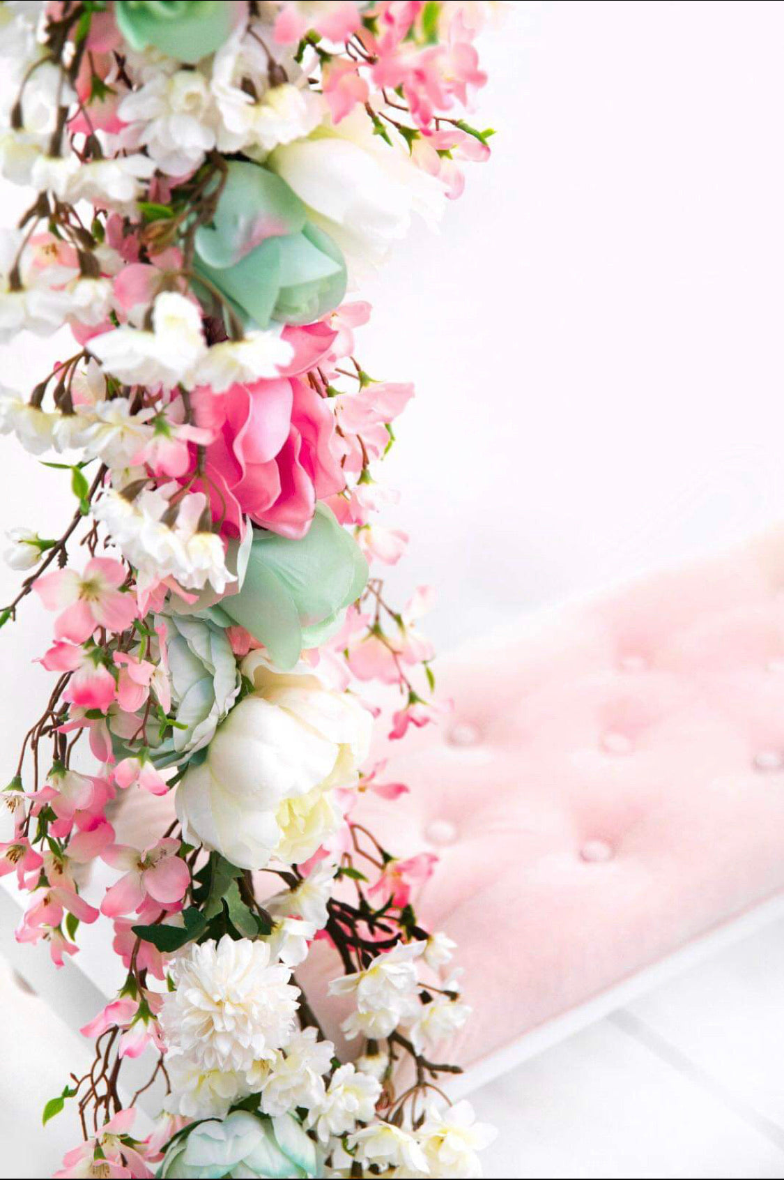 Pink Mint Floral Swing Garland – Photography Prop
