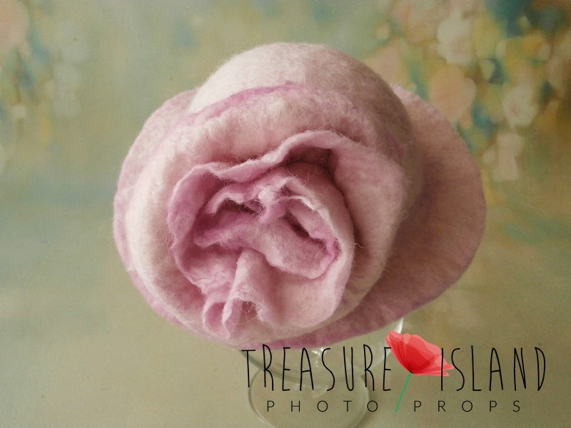 Blush Rose Felt Hat – Handmade Newborn Photography Prop