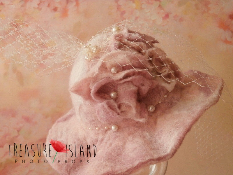 Luxury Felted Hat – Pastel Wool – Handmade for Newborn & Sitter Girls