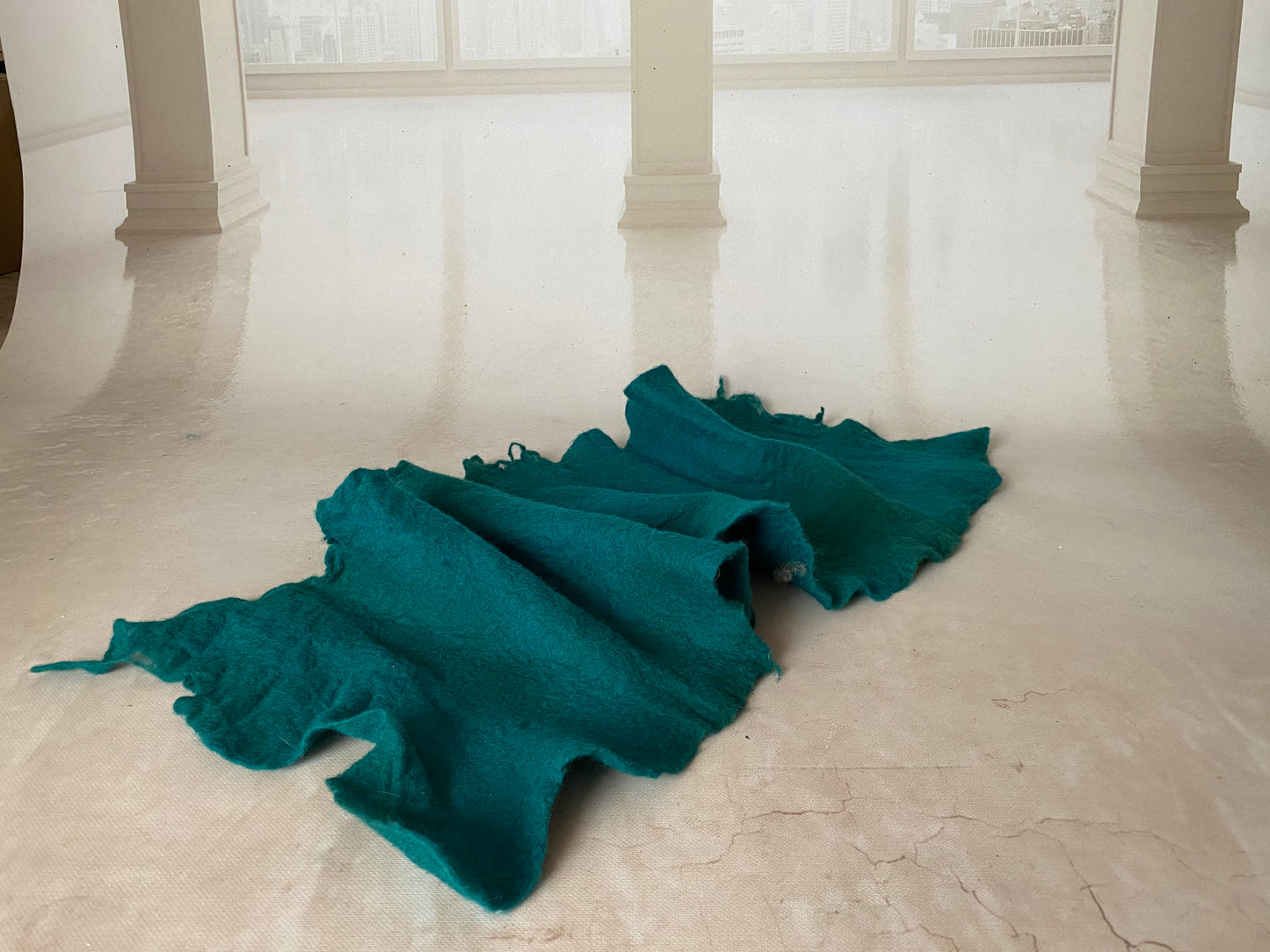 Petrol thin handmade felted wool photography wrap
