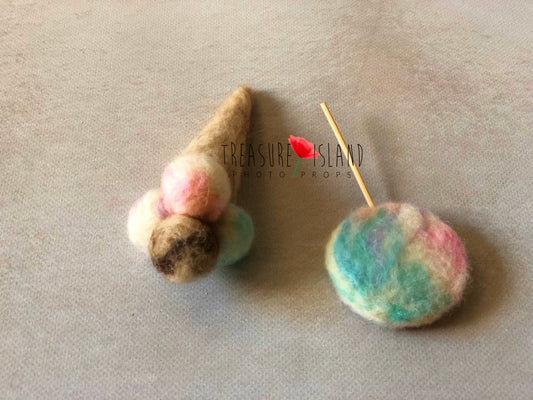 FELTED PASTEL LOLLIPOP and ICE CREAM